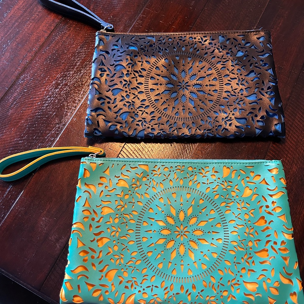(Bundle) Carlos Santana Bohemian Mandala Clutches in Black/ Blue and Green/Yello